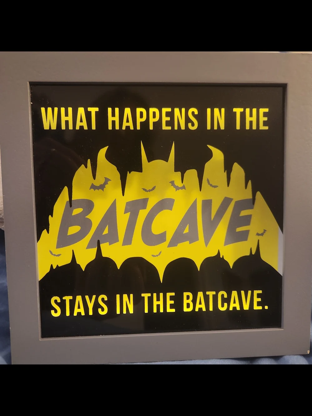 Batcave Yellow and Black Wall Decor Sign - Batcave Design